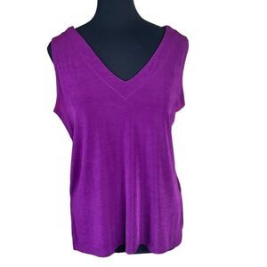 AOTC Woman's Tank Top Stretchy Purple V-Neck Size S/M